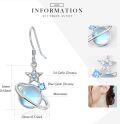 wholesale 925 Sterling Silver Moonstone Planet & Star Drop Earrings - Celestial Jewelry-0-2