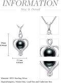 wholesale Tahitian Black Pearl Love Heart Necklace For Women Sterling Silver Black Pearls Necklace Gifts For Sister Birthday Anniversary Jewelry Valentine Christmas Gifts For Women Wife Her -0-3