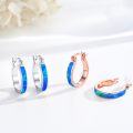 wholesale 925 Sterling Silver Rose Gold Plated Blue Fire Opal Huggie Hoop Earrings for Women-0-2