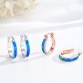 wholesale 925 Sterling Silver Rose Gold Plated Blue Fire Opal Huggie Hoop Earrings for Women-0-2