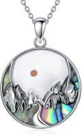 wholesale 925 Sterling Silver Abalone Shell Moon and Mountains Compass Pendant Necklace-0-0