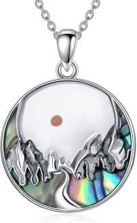 wholesale 925 Sterling Silver Abalone Shell Moon and Mountains Compass Pendant Necklace-Mountain