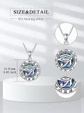 wholesale 925 Sterling Silver Egyptian Eye of Horus Pendant Necklace with Abalone Shell and Symbols-0-1