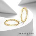 wholesale 925 Sterling Silver Plated Gold Twist Beaded Huggie Hoops for Women Men 9mm Diameter Minimalist Ear Cuff Lightweight Cartilage Tragus Helix Piercing Studs Hypoallergenic Surgical  Body  Set of 6 Pairs-0-2