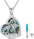 wholesale 925 Sterling Silver Flamingo Heart Abalone Shell Cremation Keepsake Pendant Necklace with Funnel and Fill Tool Set-0-0