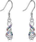 wholesale 925 Sterling Silver Rainbow Crystal Infinity Twist Drop Leverback Earrings with Flower Design-0-0