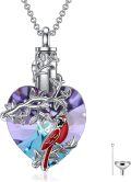 wholesale 925 Sterling Silver Purple Crystal Bird Cremation Pendant Necklace with Funnel and Fill Tool for Ashes Keepsake Memory-0-0