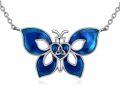 wholesale 925 Sterling Silver Blue Butterfly Heart Knot Pendant Necklace - Cute  for Women-0-0