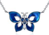 wholesale 925 Sterling Silver Blue Butterfly Heart Knot Pendant Necklace - Cute  for Women-Butterfly