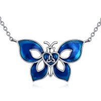 wholesale 925 Sterling Silver Blue Butterfly Heart Knot Pendant Necklace - Cute  for Women-Butterfly