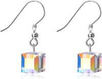wholesale 925 Sterling Silver Rainbow Cubic Zirconia Hypoallergenic Dangle Earrings-A - Classic Crystal Dangle Earrings