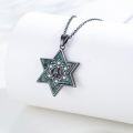 wholesale 925 Sterling Silver Peace Sign in Turquoise Star of David Pendant Necklace Judaica Gift for Her-0-2