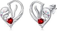 wholesale 925 Sterling Silver Horse Birthstone Stud Earrings for Women-01-Jan-Lab Created Garnet