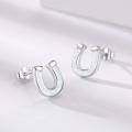 wholesale 925 Sterling Silver Horseshoe Stud Earrings Synthetic Opal Hypoallergenic Dainty  for Her-0-2