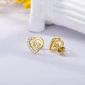 wholesale 14K Gold Crystal Heart Stud Earrings for Women Gift Ideas-0-3