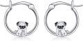 wholesale 925 Sterling Silver Cutie Pug Dog Hoop Earrings for Girls and Women - Adorable Animal  Idea-0-0