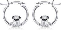 wholesale 925 Sterling Silver Cutie Pug Dog Hoop Earrings for Girls and Women - Adorable Animal  Idea-Pug