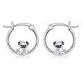 wholesale 925 Sterling Silver Cute Pug Dog Enamel Hoop Earrings For Women-0-0