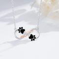 wholesale 925 Sterling Silver Infinity Black Enamel Dog Paw Print Heart Pendant Necklace for Women-0-1