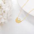 wholesale 14K Gold  White Fire Opal Starburst Sun Necklace for Women Birthday Gift-0-3
