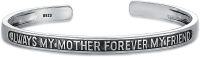 wholesale 925 Sterling Silver Always My Mother Forever My Friend Inspirational Cuff Bracelet Set-for mom-4