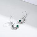 wholesale 925 Sterling Silver Green Moss Agate Crescent Moon Drop Earrings for Women - Hypoallergenic  Set-0-2