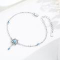 wholesale 925 Sterling Silver Turquoise Flower Dreamcatcher Adjustable Bracelet (7-8 in)  for Women Girls-0-1
