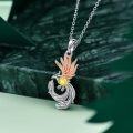 wholesale 925 Sterling Silver Phoenix Necklace w/Nirvana Yellow Crystal Pendant - Risen Firebird  for Women Men-0-3