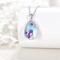 wholesale 925 Sterling Silver Owl Moonstone Pendant Necklace with Purple Stars and Flowers-0-3