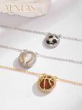 wholesale 925 Sterling Silver Mother of Pearl Baseball Pendant Necklace for Sports Lovers-0-4