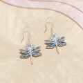 wholesale 925 Sterling Silver Enamel Dragonfly Drop Earrings for Women Girls Minimalist  4cm Long-0-2
