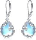 wholesale 925 Sterling Silver Blue Opalite Floral Vine Drop Leverback Earrings-0-0