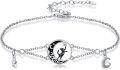 wholesale 925 Sterling Silver Moon & Star Charm Bracelet with Black Cat and Celtic Heart Pendant - Birthday s for Women or Mom-0-0