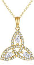 wholesale 14K Gold Diamond Celtic Triquetra Trinity Knot Pendant Necklace-0-0
