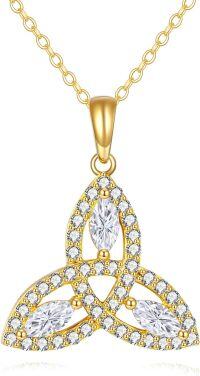 wholesale 14K Gold Diamond Celtic Triquetra Trinity Knot Pendant Necklace-A-Trinity Knot Moissanite
