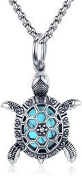 wholesale 925 Sterling Silver Turquoise Sea Turtle Pendant Necklace for Men & Women-0-0