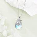 wholesale Sterling Silver Moonstone Axolotl Owl Dog Elephant Turtle Pendant Necklace-0-10