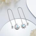 wholesale 925 Sterling Silver Sun & Moon Rainbow Moonstone Threader Dangle Earrings-0-5
