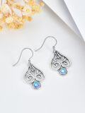 wholesale 925 Sterling Silver Blue Moonstone Filigree Teardrop Leverback Dangle Earrings for Women-0-4