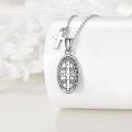 wholesale 925 Sterling Silver Saint Benedict Oval Medal Cross Necklace Catholic Christian  for Women Men Boys Girls-0-3