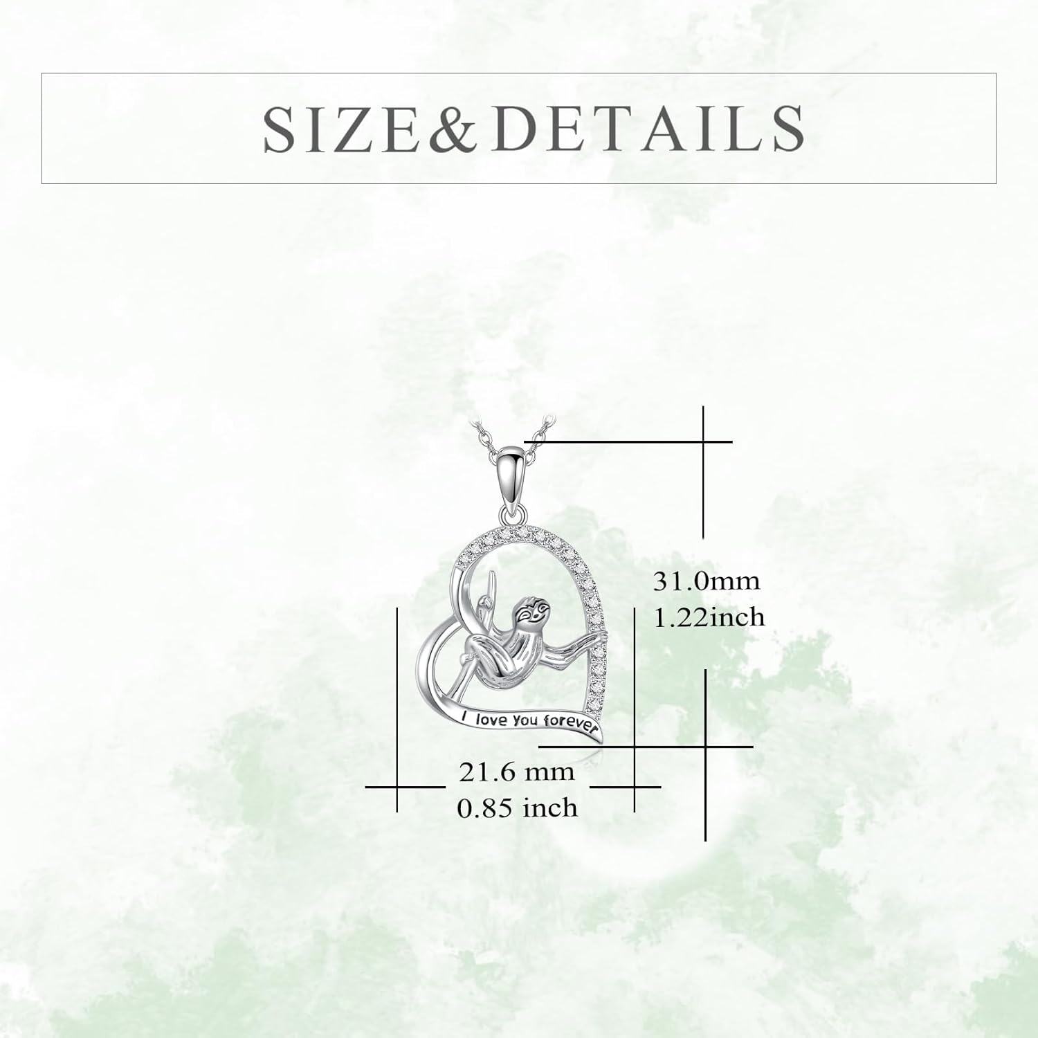 wholesale 925 Sterling Silver Sloth Heart Pendant Necklace for Women Girls Gifts Jewelry Accessories-0-4