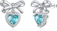 wholesale 925 Sterling Silver Heart Birthstone Stud Earrings Women s Birthday Jewelry Christmas Gifts-12-Dec-Blue Topaz