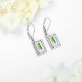 wholesale 925 Sterling Silver Rectangle Dangle Earrings w/ Green & Yellow Enamel Accents - Hypoallergenic  for Her-0-3