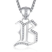 wholesale 925 Sterling Silver Crescent Moon Pendant Necklace Wholesale For Women-Letter-B