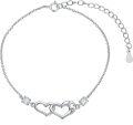 wholesale 925 Sterling Silver Double Heart Love Charm Bracelet for Mother and Daughter-0-0