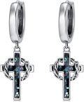 wholesale 925 Sterling Silver Cross & Crown Of Thorns Huggie Hoop Earrings For Men/Women-0-0