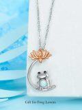 wholesale 925 Sterling Silver Opal Frog Lotus Flower Pendant Necklace for Women-0-3