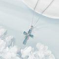 wholesale 925 Sterling Silver Turquoise Inlay Cross Pendant Necklaces - Religious  for Women & Men-0-2