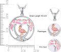 wholesale 925 Sterling Silver Pink Opal Flamingo in Heart-Shaped Palm Tree Pendant Necklace for Women Girls Gift Jewelry-0-1