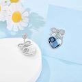 wholesale 925 Sterling Silver Blue Heart CZ Bow Stud Dangle Earrings for Women-0-3